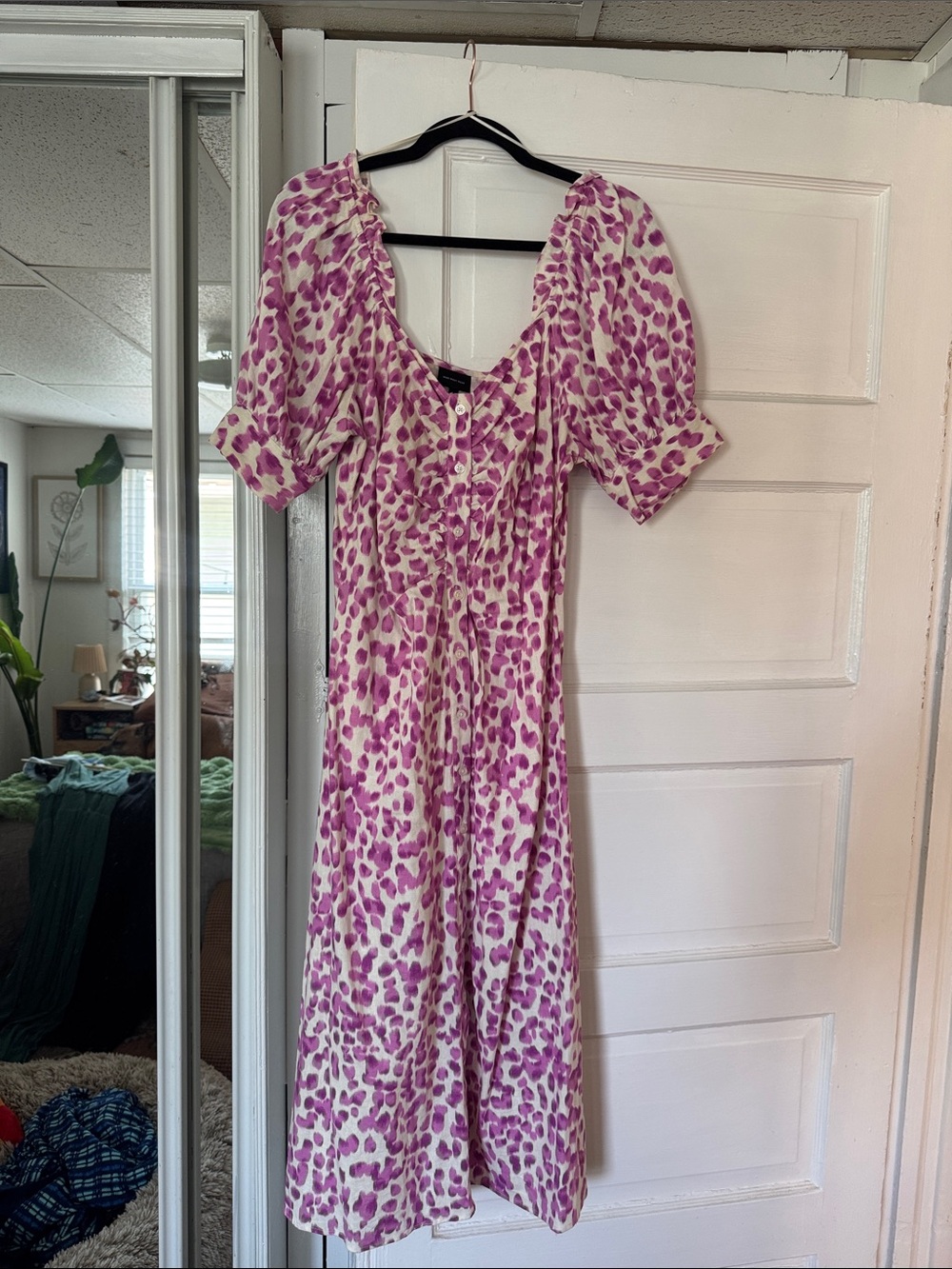 Who What Wear Purple Spot Print Midi Dress
